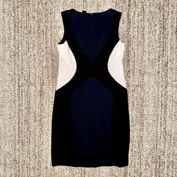 Ann Taylor Loft Colorblock Sheath Dress in Navy/White/Black Size 6P - Picture 4 of 9